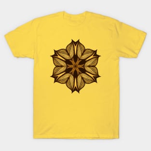 Yellow Flower Abstract Art In Ink T-Shirt